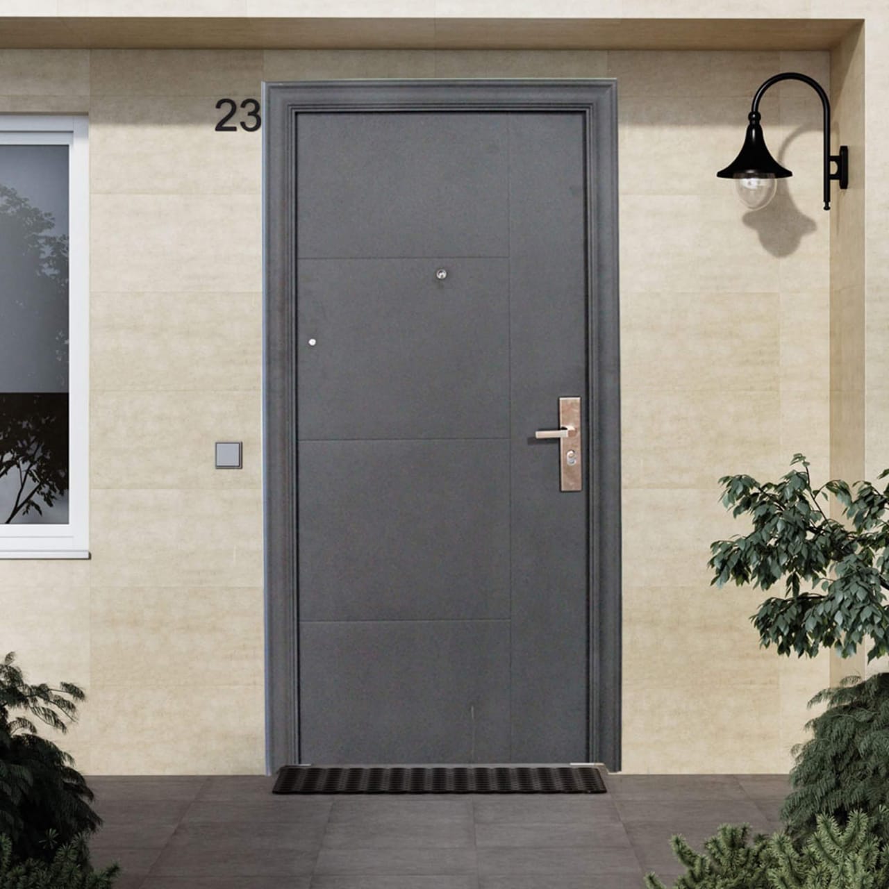 Puerta Seguridad con Cerradura Multipunto - Grafito