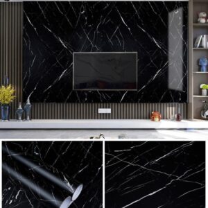 Vinilo Autoadhesivo modelo Mármol Negro en rollos 120 cm de ancho. Precio x metro